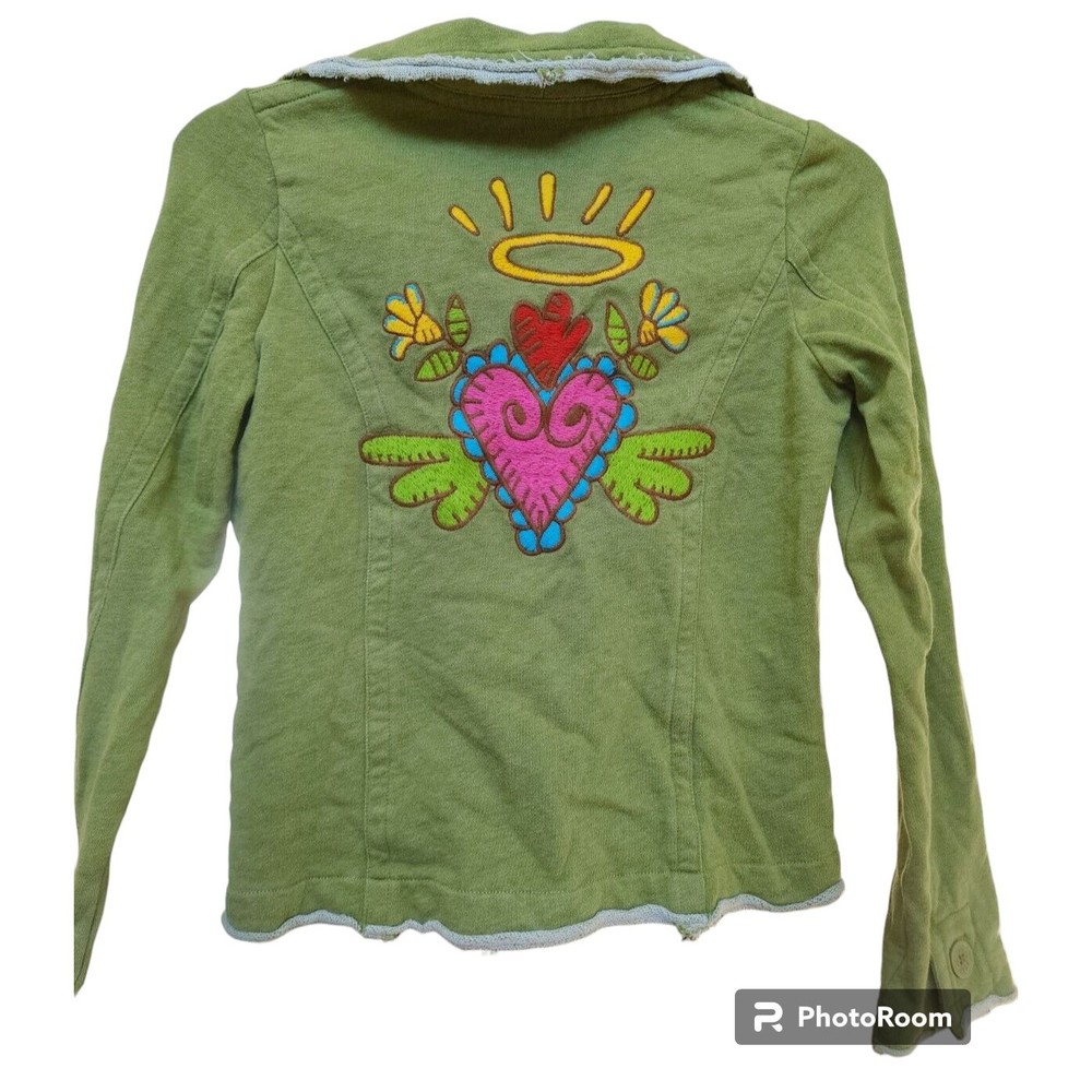 Ivy Jane Size XS Boho Hippie Embroidered Button Front Jacket Artsy